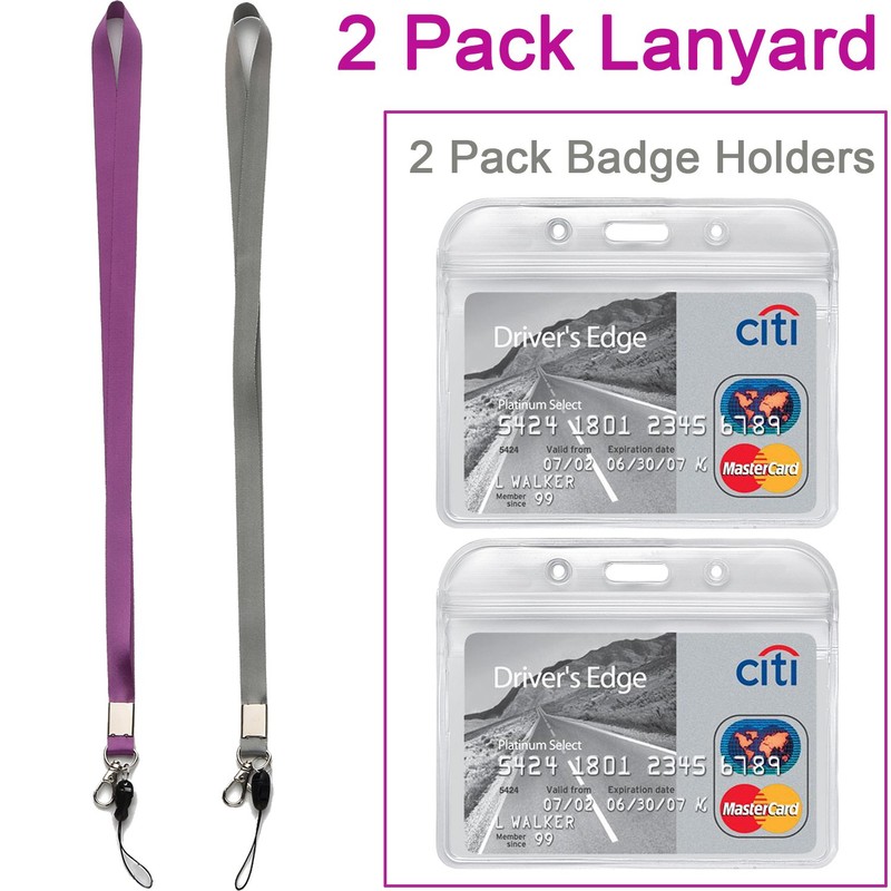 YOUOWO 2 Pack Horizontal Clear ID Badge Holders with Office