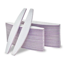 Huirongwinwin Pack of 50 Nail Files 100/180 Half Moon Professional Nail Files Natural Nails Fine Set Double-Sided Reusable Nail Files 100/180 Grit Washable Disposable Nail Files for Gel Nails, Nail