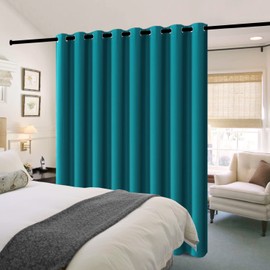H.VERSAILTEX 100% Blackout Curtains for Bedroom 84 Inches Long Thermal Insulated Curtains for Living Room Full Light Blocking Grommet Curtains with Black Liner 1 Panel Set,Turquoise Blue