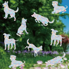 Traziewell Glass Window Stickers Rainbow Window Clings Dog Pattern Window Decals Static Collision Stickers Vinyl Film Home Decorations for Windows Prevent Dogs Birds Strikes Window Decal 0311