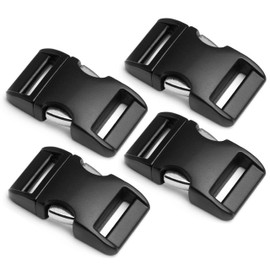 Ganzoo Alumaxx Metal Click Clasp, Set of 4, 3/4 Inch Clip Clasp/Buckle for Paracord Bracelets, Dog Collars, Backpack, Powder-Coated, Colour: Matte Black, black