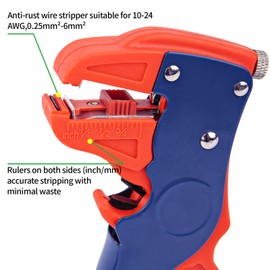 BOENFU Automatic Self Adjusting Wire Stripper, Quick Strip 2 in 1 Eagle Nose Wire Stripper, Red, 7 Inches