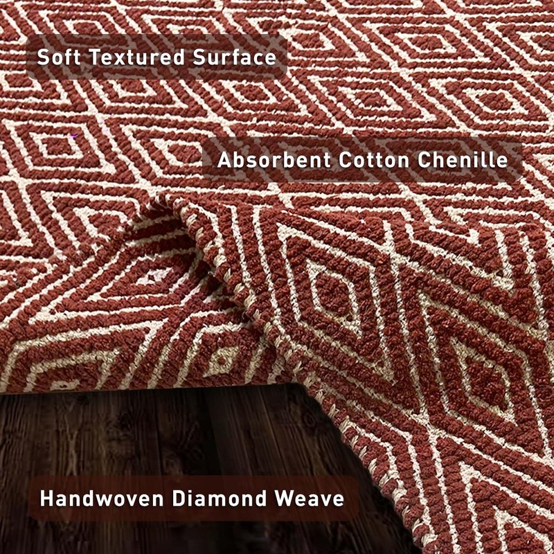 Chardin home 100% Cotton Diamond 3x5 Area Rug Fully Reversible,