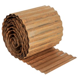 Worth Garden 20 Feet Pre-Rusted Corrugated Edging - 8" H. Sturdy Steel Landscape Lawn Edging - Bendable Metal Long Strips of Garden Border for Raised Flower Bed Tree Surrounds