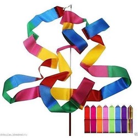 HOMEBT 2M Pieces Dance Ribbons Streamers Rhythmic Gymnastics Ribbon Wands for Kids Artistic Dancing, Baton Twirling Multicoloured 10 Pieces