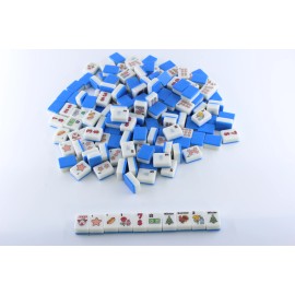 Local   Carving Classic American Mahjong Tiles Portable Modern Family Indoor Entertainment Board GamesSize: 1.26inch*0.95inch *0.63inch, Color: Blue