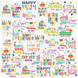 Harloon 200 Pack happy Birthday Card Assorted Bulk with Blank Envelopes and Stickers 4 x 6 Inches Greeting Cards Blank Happy Birthday Cards for Men Women Adults Kids, 20 Styles(Colorful Words)