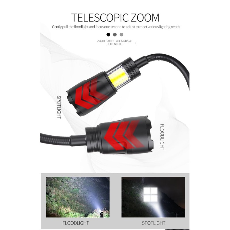 LED Rechargeable Work Light, 1000 lumens with Gooseneck, Flashlight with