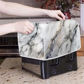 NETILGEN 4 Slice Toaster Dust Cover Bread Toaster Oven Dustproof Cover Kitchen Bakeware Protector Dustproof Fingerprint Protection Gift for Women (12.4 x 10.6 x 8.2), Grey White Marble