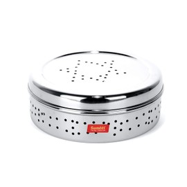 Sumeet Stainless Steel Hole Puri Dabbas/Flat Canisters/Sprout Maker with Air Ventilation Size No. 10-17cm Dia