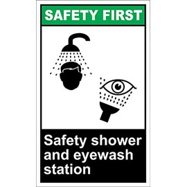 Aluminum Vertical Metal Sign Multiple Sizes Safety Shower and Eyewash First OSHA Ansi Emergency Equipment with Border Weatherproof Street 9x12Inches