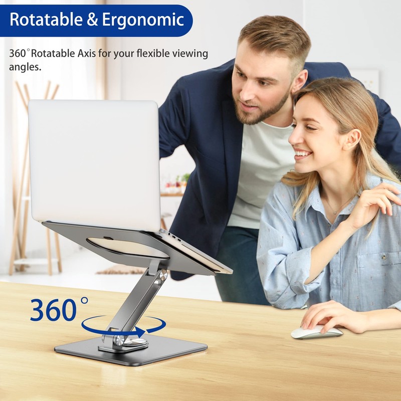 BESIGN LSX7 Laptop Stand with 360° Rotating Base, Ergonomic Adjustable