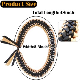 Yamamine 48inch Graduation Leis 2025 Graduation Ribbon Lei Money Graduation Necklace Double Braided Necklace Graduation Gift Party Accessories for Women and Men,Black and Gold