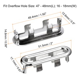 QUARKZMAN Sink Overflow Cover, Pack of 3 Sink Overflow Rings 48.4 x 12.6 mm Oval Cover for Bathroom and Kitchen Sink, Silver