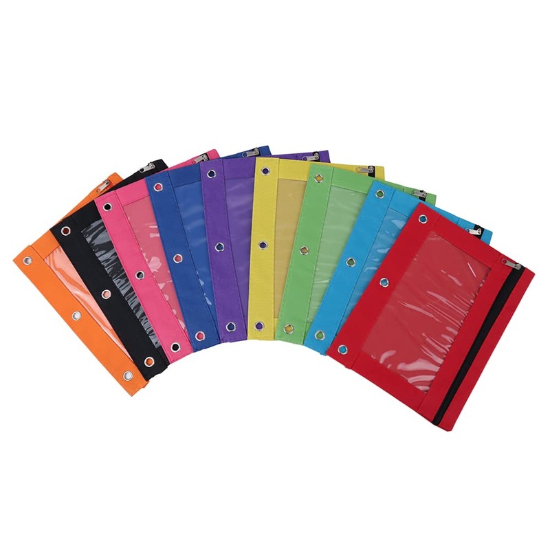 TOPTIE 6 Pack 3 Ring Binder Pencil Pouch, Zipper Stationery