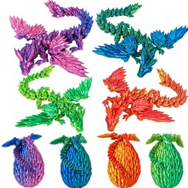 Yearsahrk Dragon Egg with Dragon 3D Printed Dragon Egg Toy 3D Dragon Figures Christmas Gift Easter Basket Fountain Pen Home Office Decor (Pack of 4)