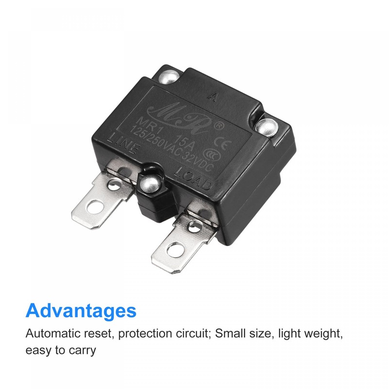 sourcing map Circuit Overload Protector 15A AC125/250V DC32V Automatic Reset