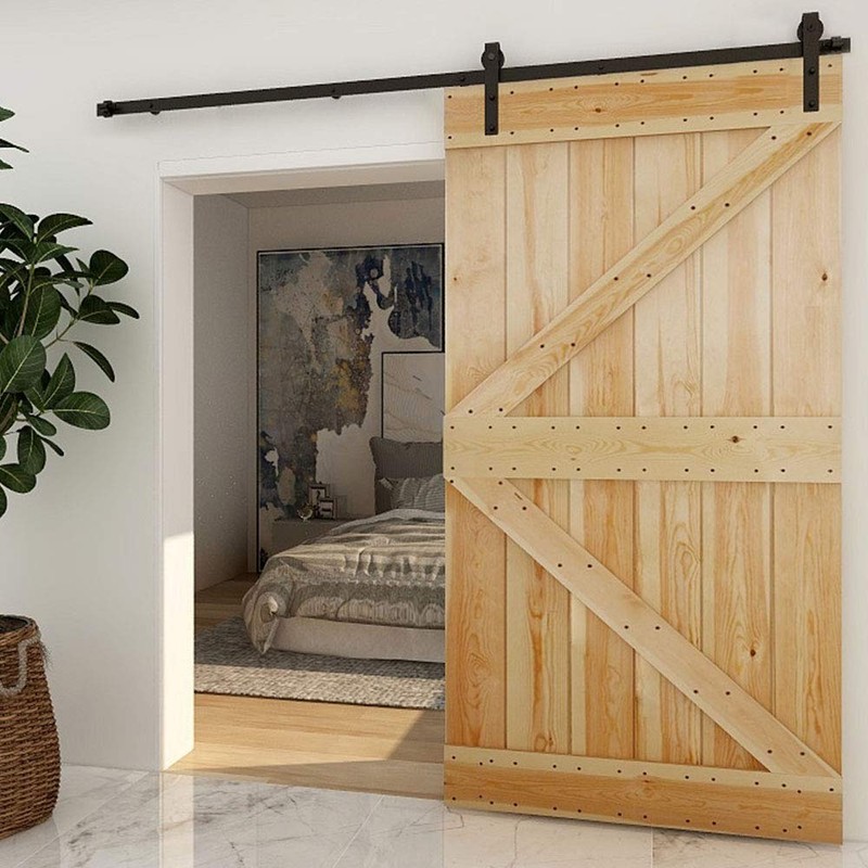CCJH 11.5FT Single Sliding Barn Door Hardware Kit Black Basic
