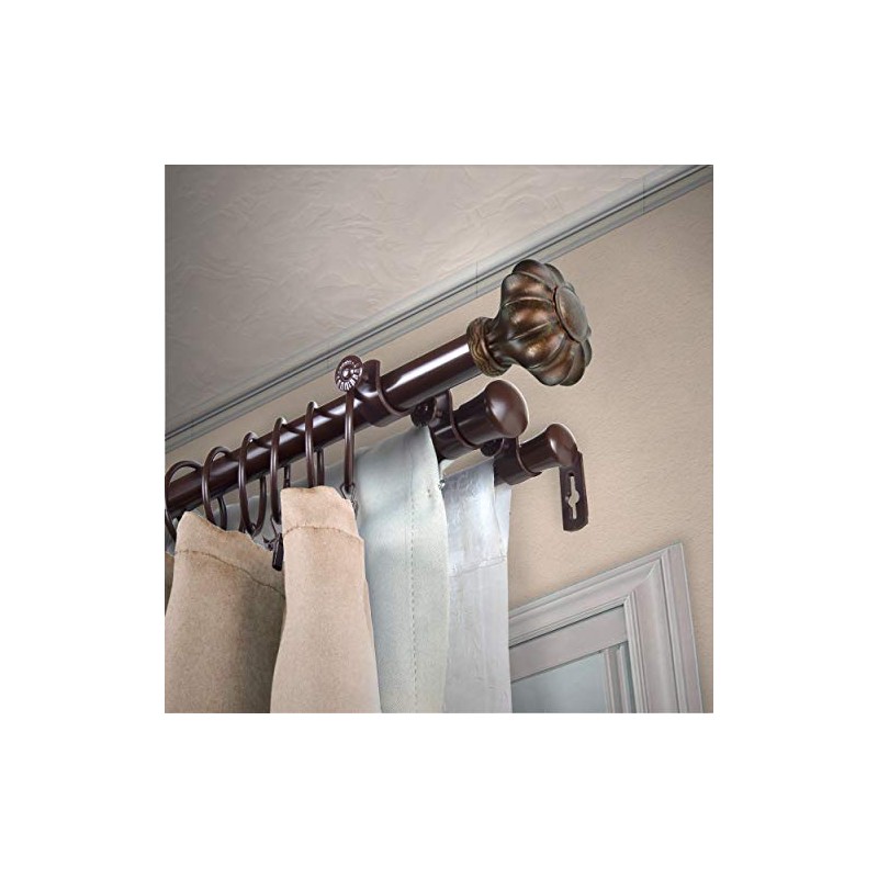 Candice 13/16" Triple Curtain Rod 66-120 inch - Cocoa