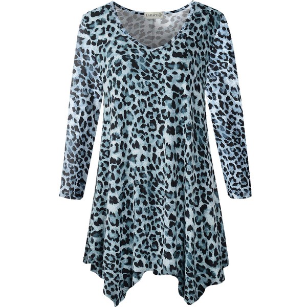 LARACE Leopard Print Plus Size Tops for Women 3/4 Sleeve