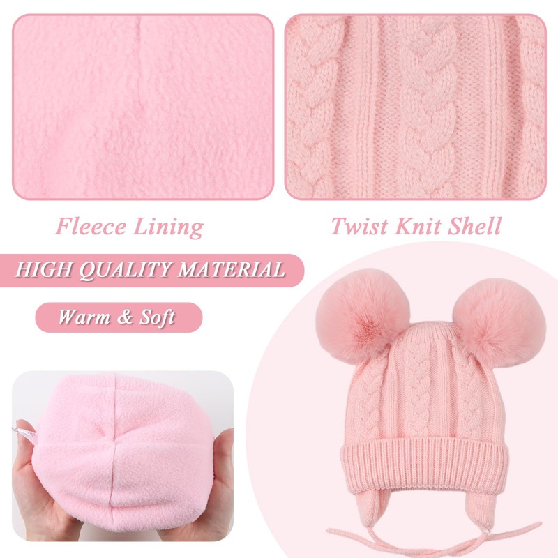 Zsedrut Warm Twist Baby Girls Beanie Pompom Knitted Winter Hat