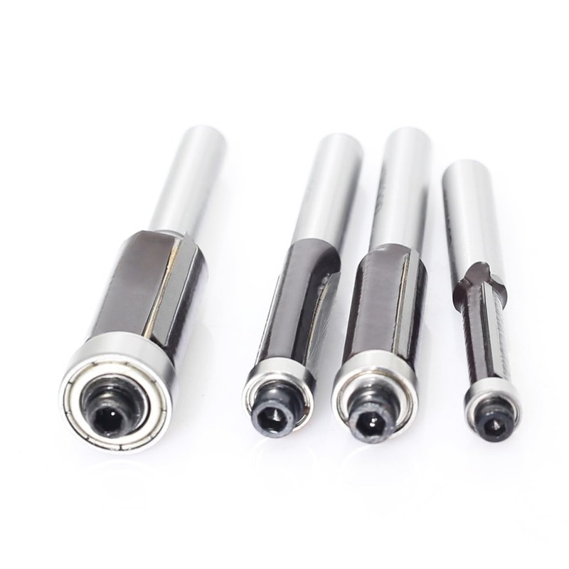4pcs Flush Trim Router Bit 1/4 Inch Shank, Top Bearing