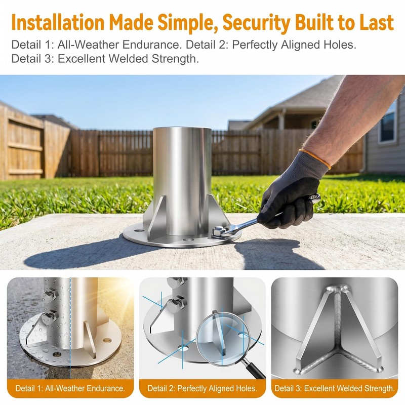 2 3/4" 304Stainless Steel Chain Link Fence Post Base Flange