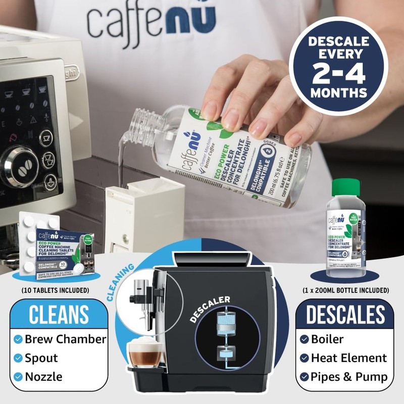 Delonghi Compatible Descaling Solution & 10 Cleaning Tablets. 200ml Descaler.