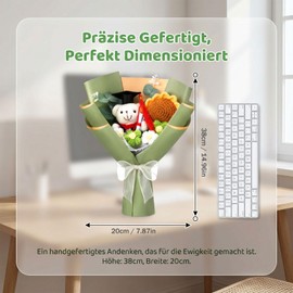 SIMDAO Bouquet di fiori all'uncinetto, fatto a mano, set regalo con sacchetto regalo e biglietto di auguri, bouquet di rose artificiali e girasoli per lauree e compleanni (verde)