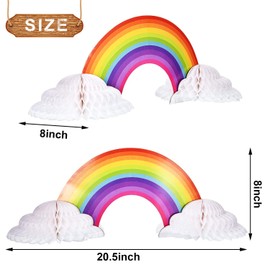WILLBOND Rainbow Honeycomb Paper Centerpiece Rainbow Cloud Centerpieces Unicorn No Crease Converting Rainbow Centerpieces for Birthday Party Baby Shower Tables Decoration (2 Pieces)
