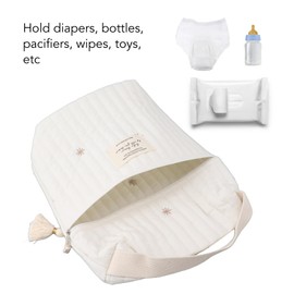 Diaper Bag Organizing Pouches, Multifunction Maternity Bag Mini Diaper Bag Diaper Bag Tote Quilted Cotton Cute Diaper Bag Baby Stroller Zipper Bag for Bottle Wipes Pacifier (Stars)