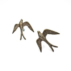 BROOK AND BIRCH Antique Brass Bird Drawer Knob Metal Animal Cabinet Dresser Knob Pull Nursery Cupboard Wardrobe Knobs Handles - Set of 4