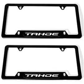 2 Pcs Car Auto Truck License Plate Frame Cover Holder Tahoe Compatible with -Stainless Steel Tahoe (Black)