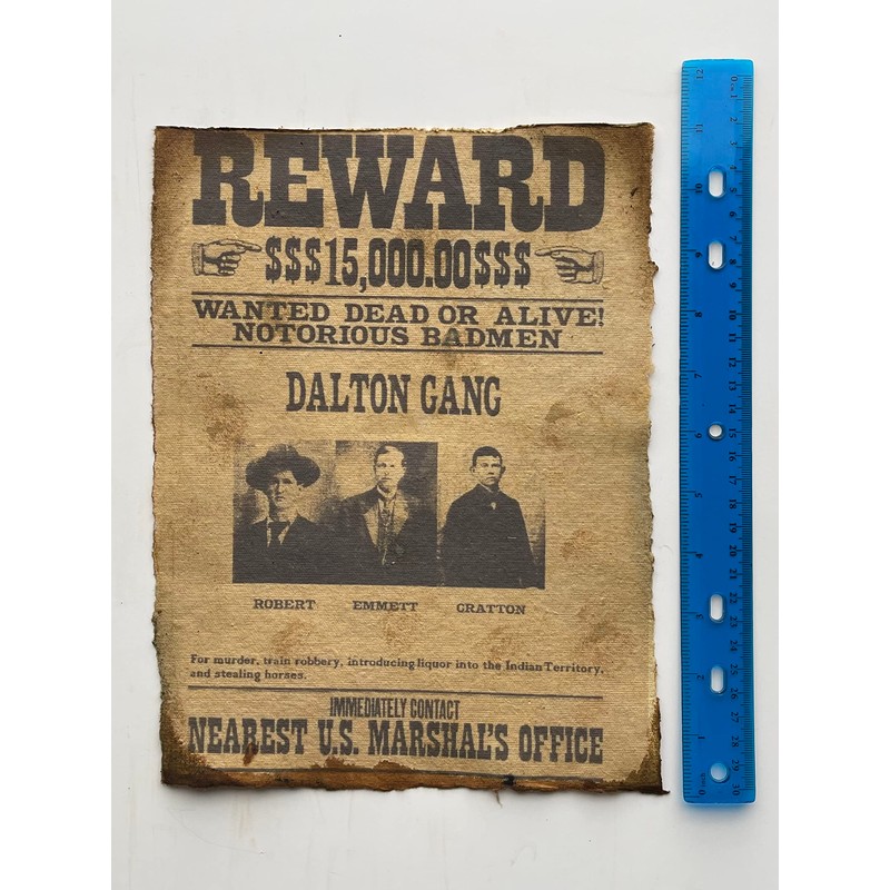 Wanted Poster Vintage Style Western Print Wild West Dalton Gang