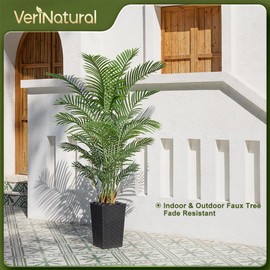 VeriNatural 6FT Artificial Palm Tree - Tall Fake Tree with Black Taper Planter & Pebbles, UV Resistant for Indoor & Outdoor Decor - Large Potted Faux Plant for Living Room, Office, Home Decor,VN130