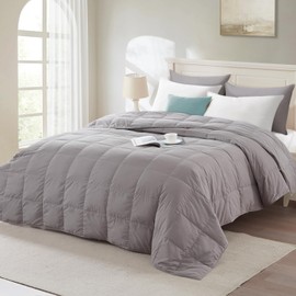 Globon Summer Down Blanket Queen Size, Extra Lightweight Comforter/Duvet Insert for Hot Sleeper, Noiseless & Extra Soft,10 Ounce Fill Weight, Grey