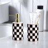 Bathroom Toothbrush Holder Set, Ceramic Checkered Soap Dispenser and Tooth