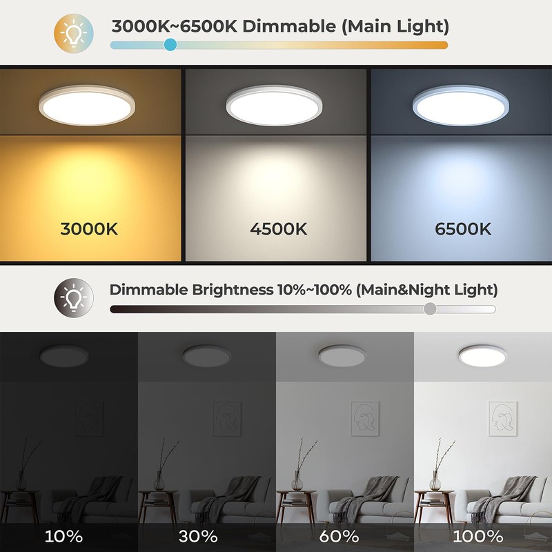 Matane LED Ceiling Light Dimmable 18W, Ceiling Lamp with Remote