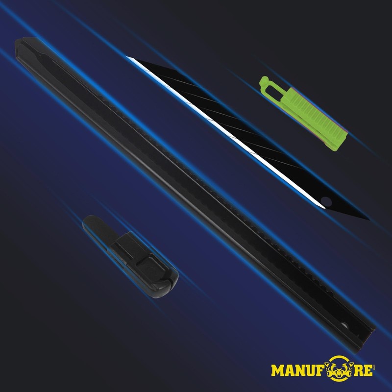 MANUFORE 30pcs Green 9mm Snap-off Knives with Safety Auto-lock, Metal