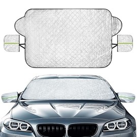 Musclez Cubierta para Parabrisas de Coche, Tela Oxford Resistente, Protector Anti-UV, Impermeable, contra Sol, Polvo, Arena y Excrementos de Aves, Ajuste Universal para Auto, Camioneta y SUV (Blanco)