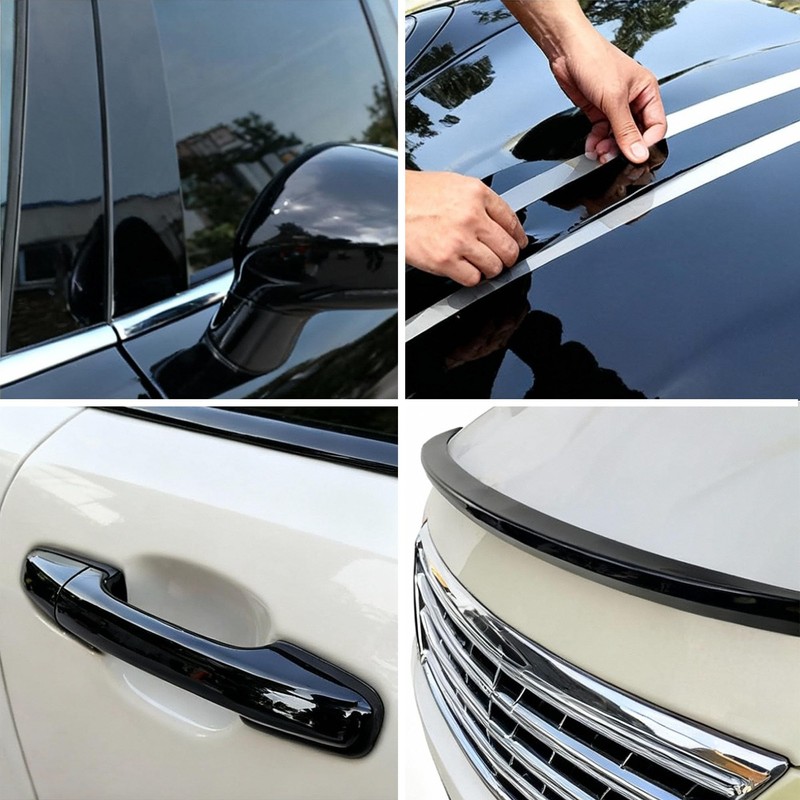 Lypumso Gloss Black Vinyl Wrap for Chrome Delete, 4 Inch