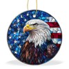 Christmas Ornament Ceramic Keepsake,Stained Glass Style Eagle,Xmas Gifts for Friends,Family,Colleagues