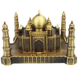 KOMBIUDA Taj Mahal Figurine Metal Mahal Decor Desktop Ornament Collectible Home Office Decor Bedroom Indian Home Items Housewarming Gift 4.92 X 4.92 X 3.34 in