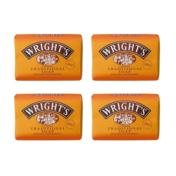 Wright's Coal Tar Traditional Soap -Pack of 4 with Sanitral