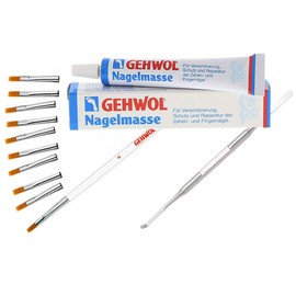 GEHWOL Nail Compound Gel Brush Set Size 4 with 9 Replacement Heads Kosmetex Double Gel Spatula 14 cm for Gel Modelling Set 2