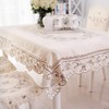 Lelehome Mantel de encaje crema con bordado de flores marrón,