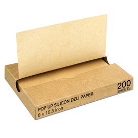 EcoDispose EcoDispose Precut POP UP Deli Paper Sheet Pack of 200, Interfolded Heavy Paper for Food Wrap and Serving (8" x 10-1/2", Kraft
