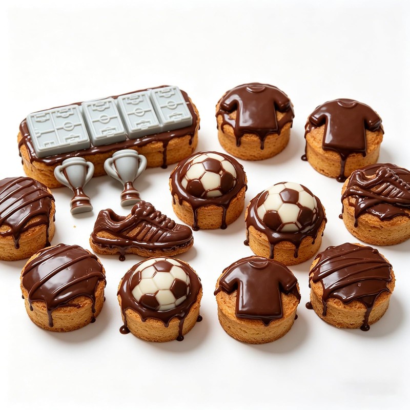 2 Pack Soccer Chocolate Molds, 22 Cavity Football Trophies, Jerseys,