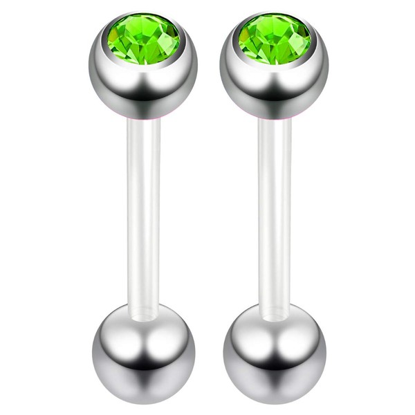 Evonix 2pc 16mm 1.6mm Flexible Tongue Bar Rings Bioflex 16mm