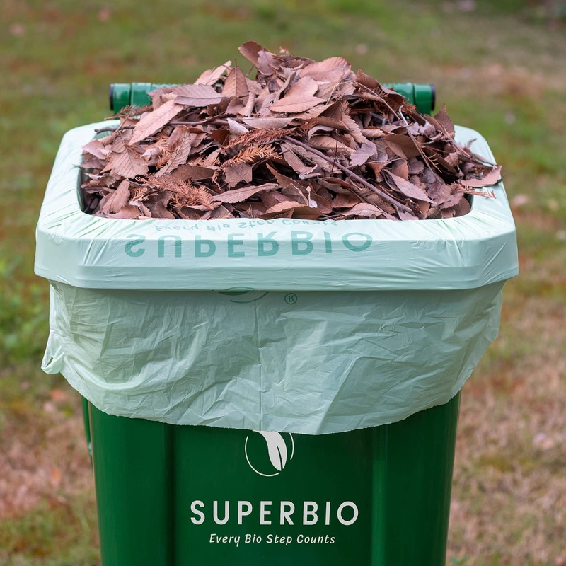 SUPERBIO 33 Gallon Compostable Yard Waste Bags, Lawn & Leaf